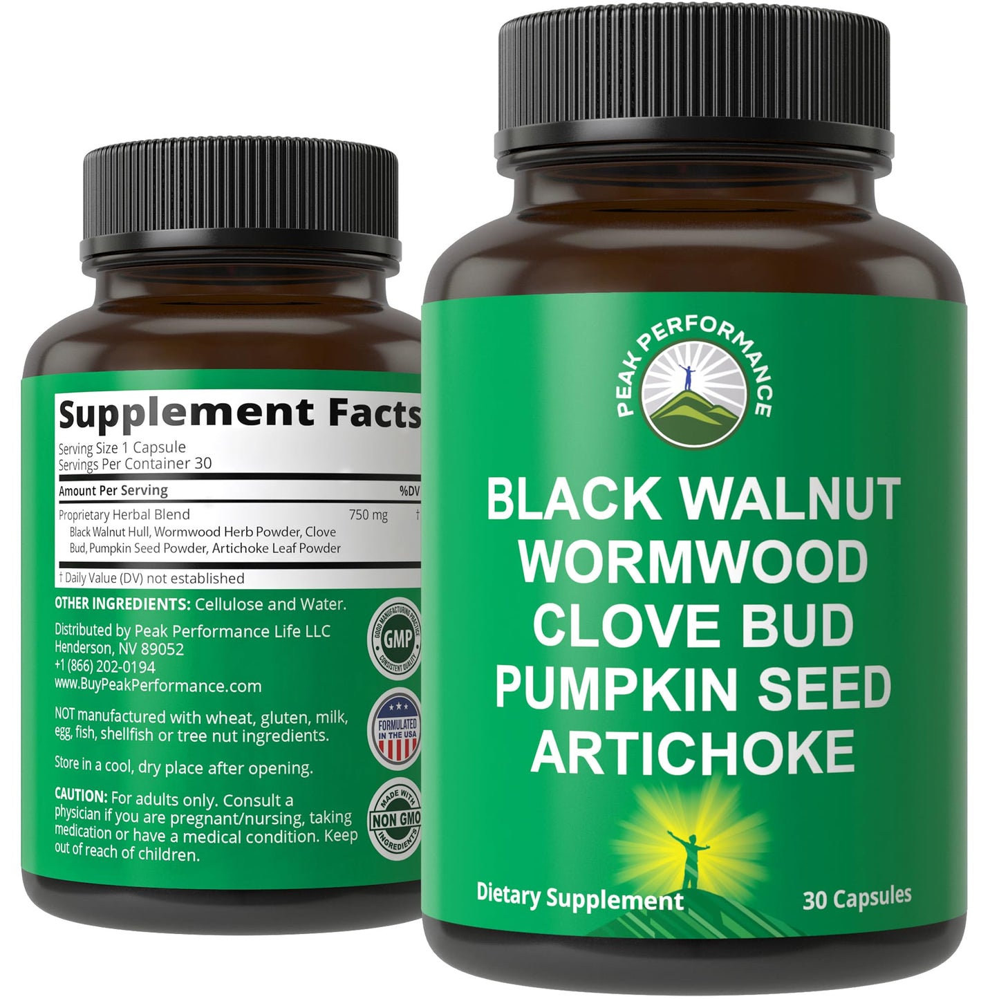 Wormwood Black Walnut Clove Cleanse for Humans. Elimination Detox + Intestinal Support Capsules Supplement for Adults and Kids. Pills with Artichoke