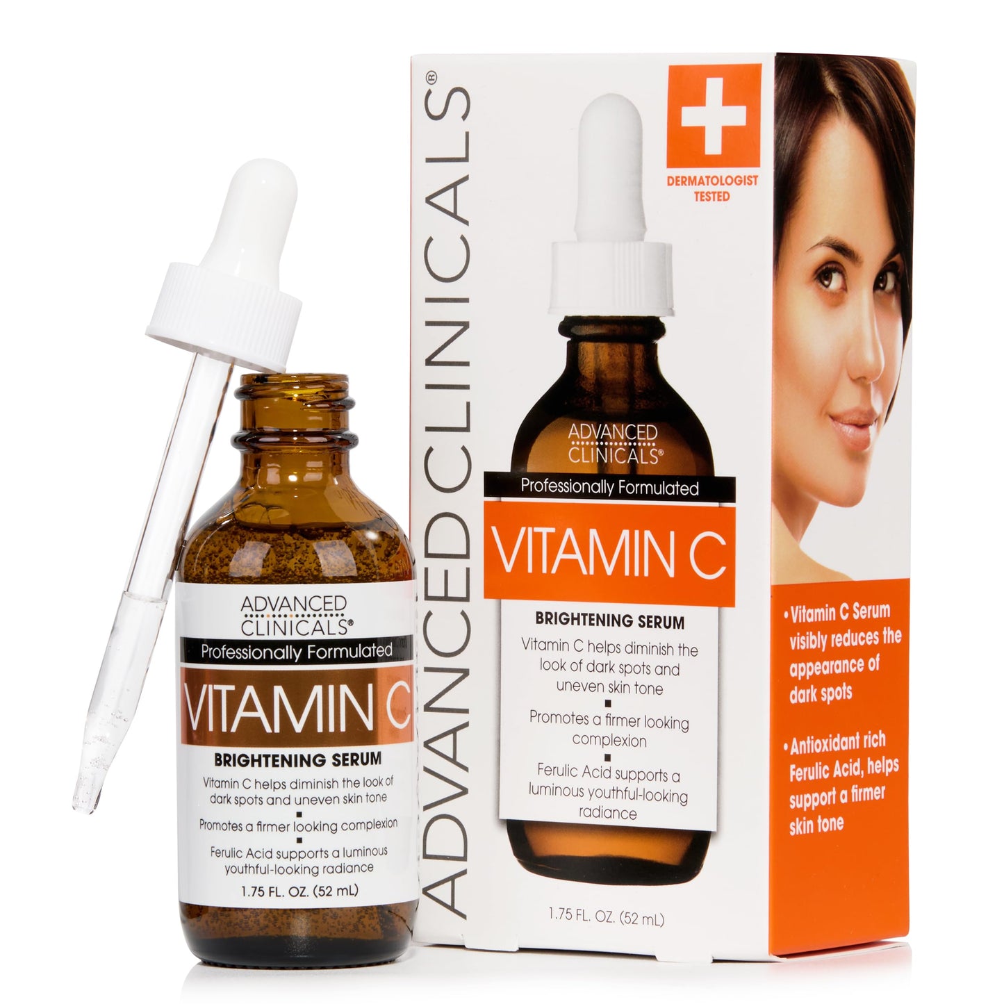 Advanced Clinicals Brightening Vitamin C Serum For Face With Glycolic Acid + Lactic Acid | Vitamin C Eye Serum Face Moisturizer For Improving