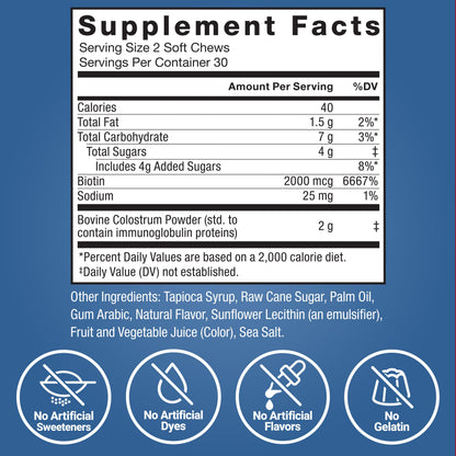Force Factor Awesome Colostrum Supplement, Berries & Cream, 60 Soft Chews