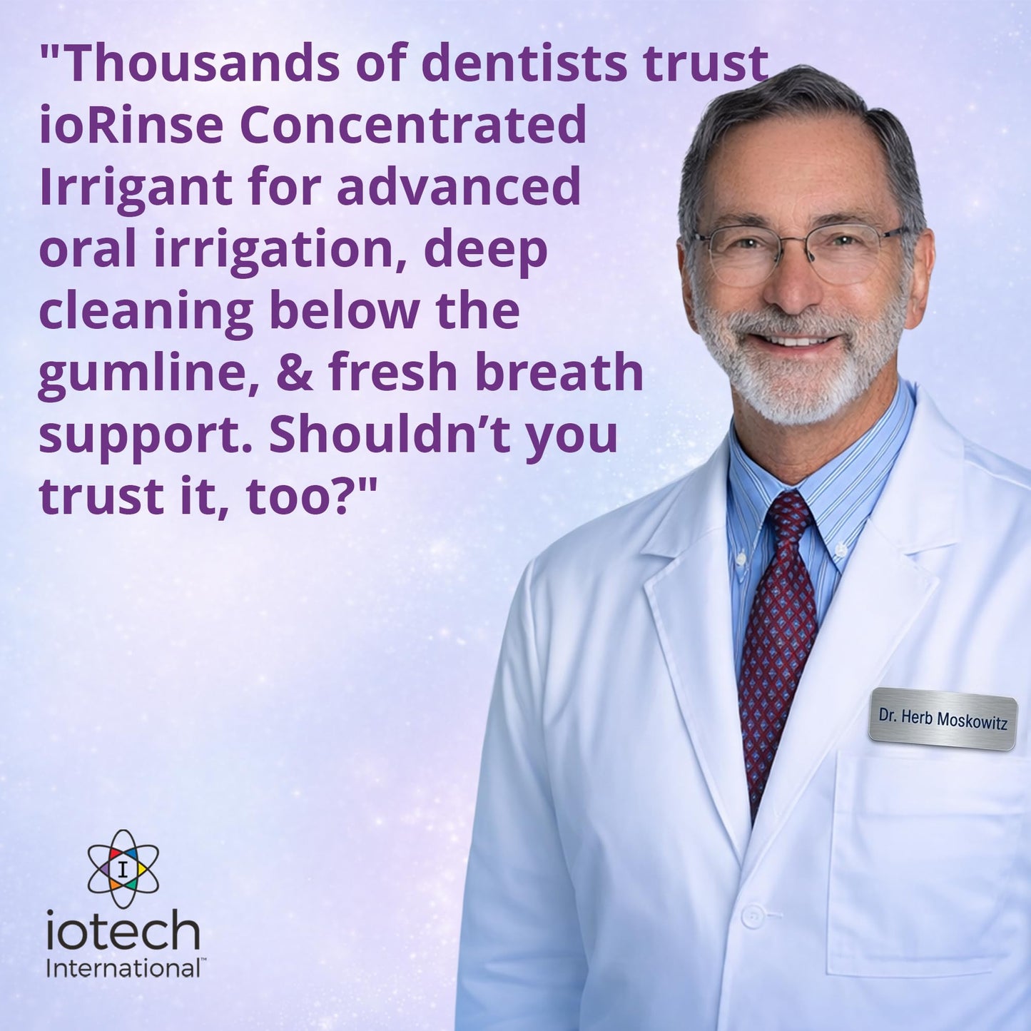 ioRinse Concentrated Irrigant with Active Molecular Iodine, Alcohol-Free Dental Irrigant, for use with Waterpik Water Flossers