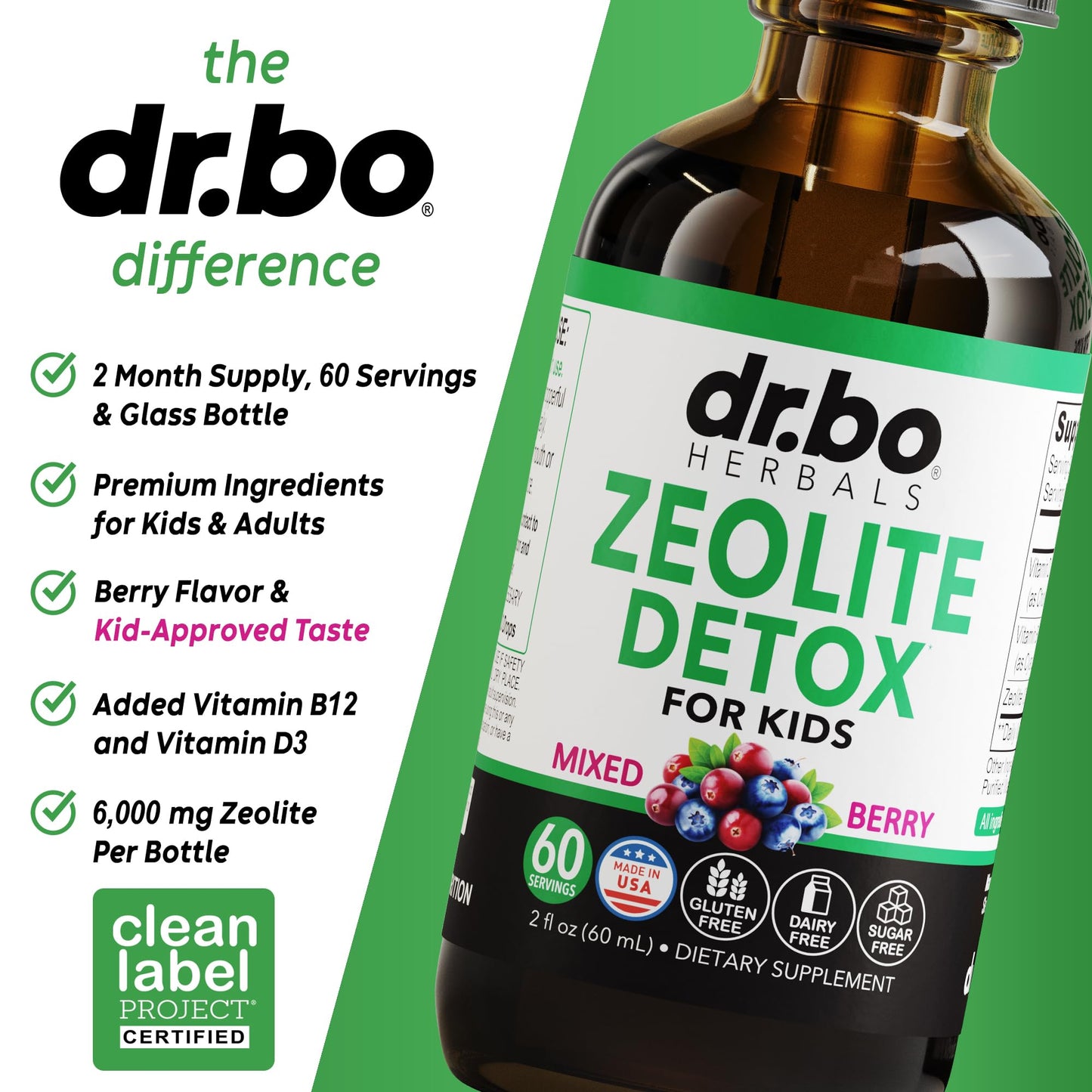 Zeolite Detox for Kids Liquid Drops - Advanced Clinoptilolite with Pure Vitamins B12 & D - Kids Gentle Body Daily Cleanse Focus & Speech Extra Clinoptilolite Zeolite