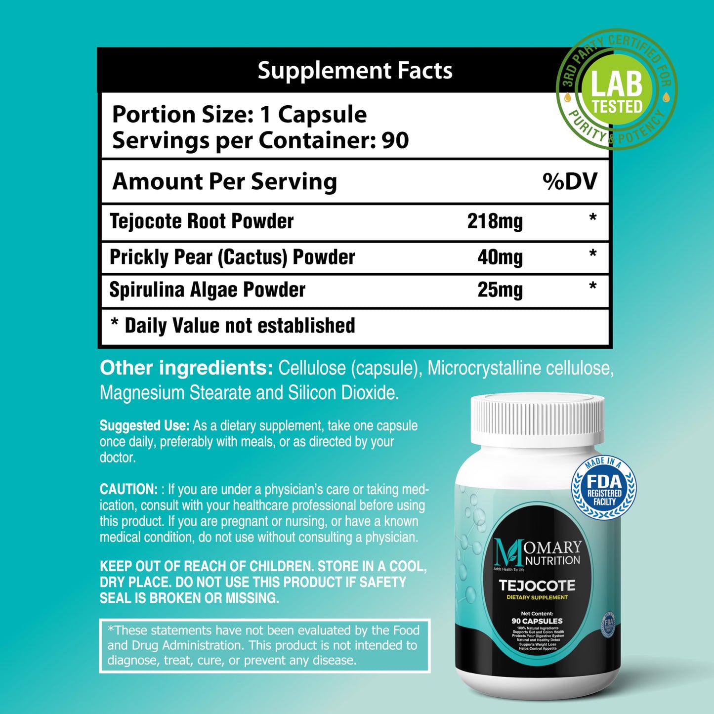 Tejocote Root with Spirulina Algae and Nopal Prickly Pear Cactus | Natural Detox &  Management Support | Natural upport
