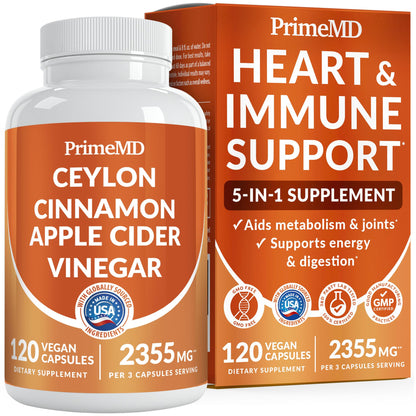 5-in-1 Ceylon Cinnamon Capsules 2355mg - Apple Cider Vinegar Capsules with Turmeric, Panax Ginseng & Bioperine - Cinnamon Supplements for Women & Men