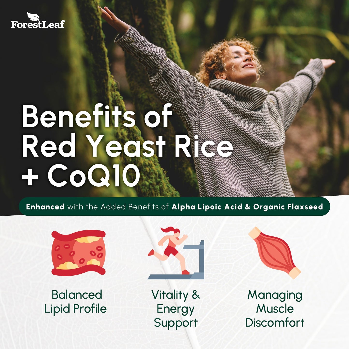 Red Yeast Rice 1215 mg. Capsules - Extra Strength Red Rice Yeast with CoQ10 Supplement, Plus Alpha Lipoic Acid & Organic Flaxseed, Citrinin Free,