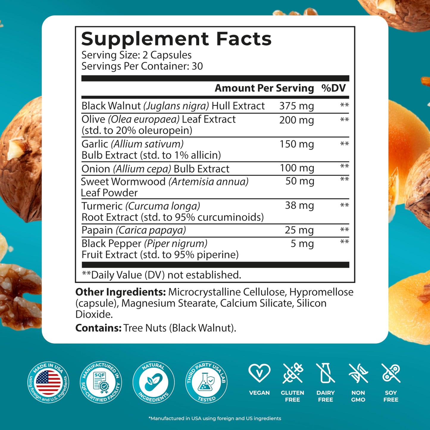 PUREHEALTH RESEARCH Parabroom - Gut Cleanse & Health Supplement - with Black Walnut, Sweet Wormwood Powder, Turmeric Extract, Olive Leaf, Garlic & Onion