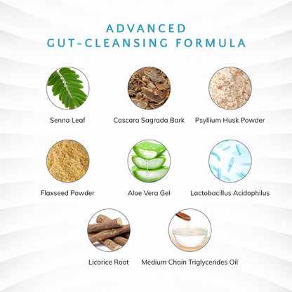 15 Day Cleanse and Detox - Rapid Flush 15 Day Gut Cleanse for Detox, Colon Cleanse, Gut Support - Enhance Digestion with Cascara Sagrada,