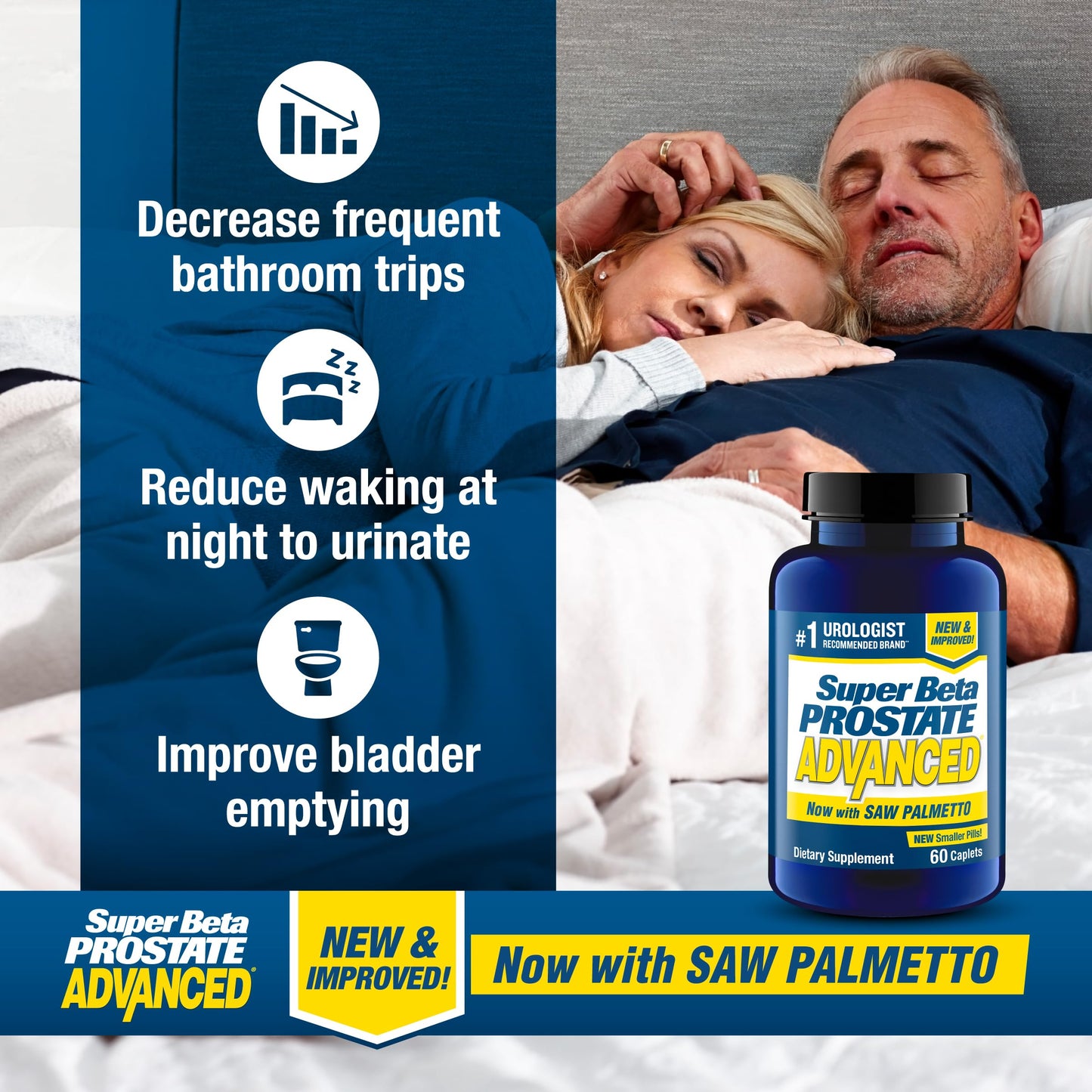 SUPER BETA PROSTATE Advanced with Saw Palmetto - Prostate Health Supplements for Men, Bladder & Urinary Support with Beta-sitosterol, Reishi, Saw Palmetto, Vitamin D