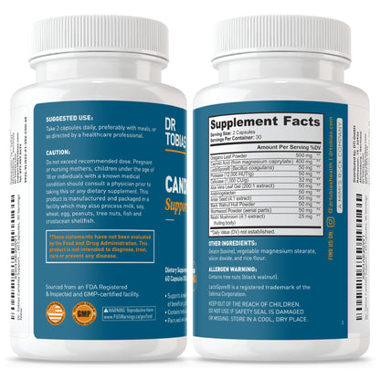 Dr. Tobias Candida Support, Gut Flora Balance Complex with Oregano, Caprylic Acid, Enzymes & Probiotics, Support Intestinal Detox Cleanse & Gut Healt