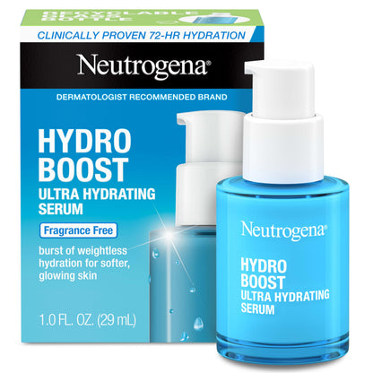 Neutrogena Hydro Boost Ultra Hydrating Serum with Hyaluronic Acid, Fragrance-Free Face Serum for Weightless Hydration and Softer