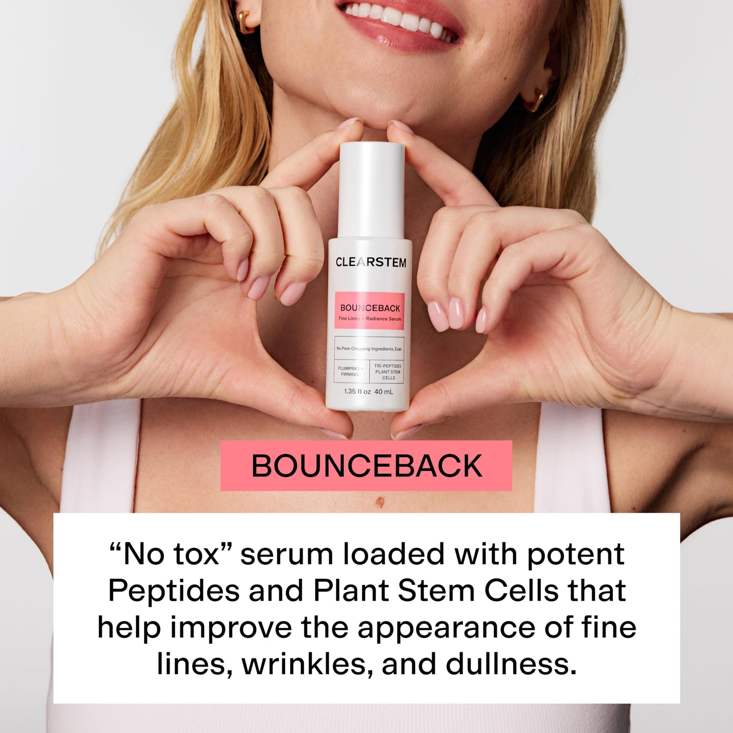 CLEARSTEM BOUNCEBACK Radiant Facial Serum - Peptide Serum for Hydration & Smooth-Looking Skin with Tri-Peptides and Mango Fruit Extracts