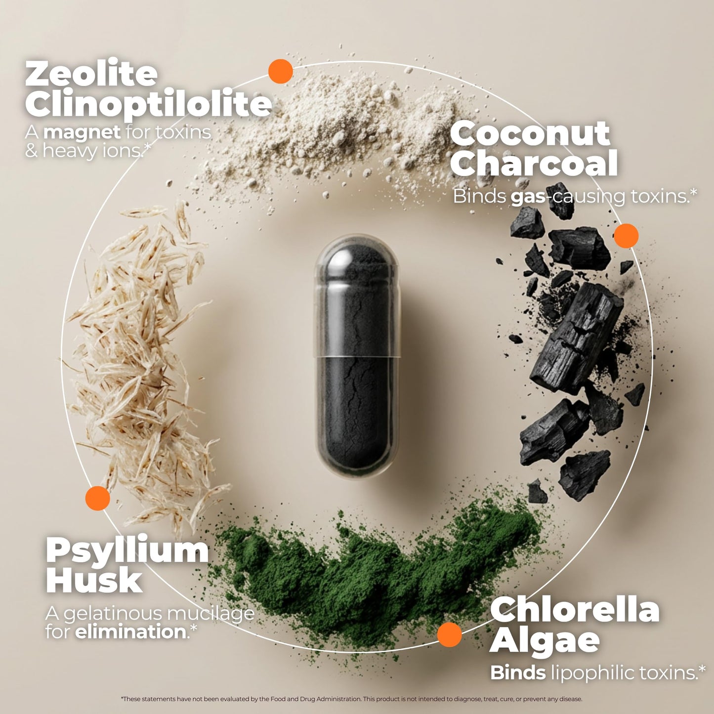 SORBOLIT Colon Cleanse Formula + Debloat - Zeolite Detox, Chlorella, Activated Charcoal & Psyllium Husk Fiber for Gut Health, Gut Cleanse,