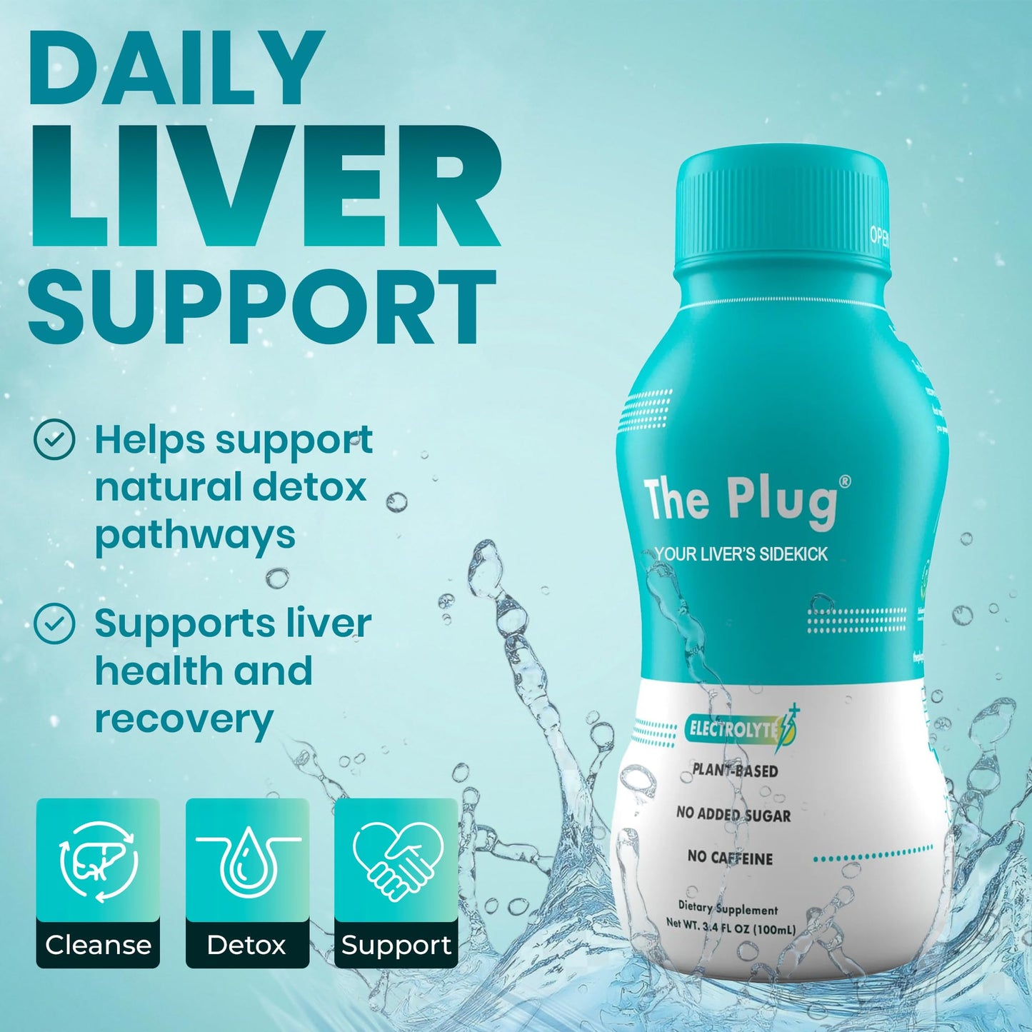 The Plug Liver Cleanse & Detox Drink | Organic Herbal Liquid Supplement with Electrolytes, Superfruits & Plant-Based Nutrients