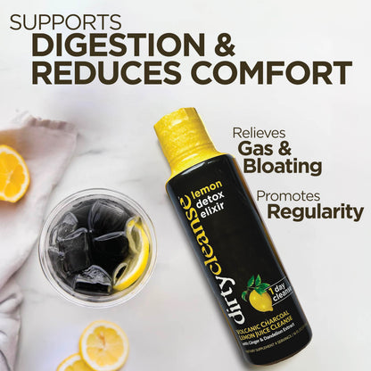 Dirty Cleanse Lemon Detox with Volcanic Charcoal with Ginger and Dandelion Extract, 4 servings