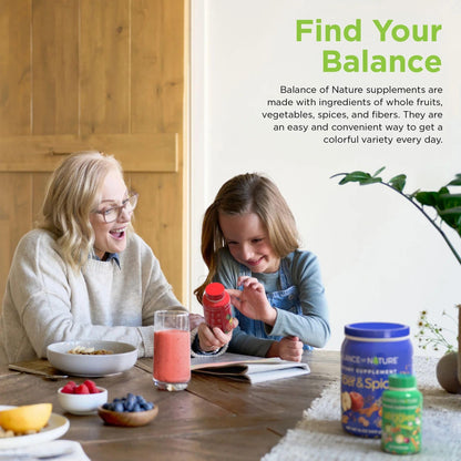 Balance of Nature Fruits & Veggies Supplements - Whole Fruit and Vegetable Ingredients for Women, Men, and Kids - 90 Fruits Capsules