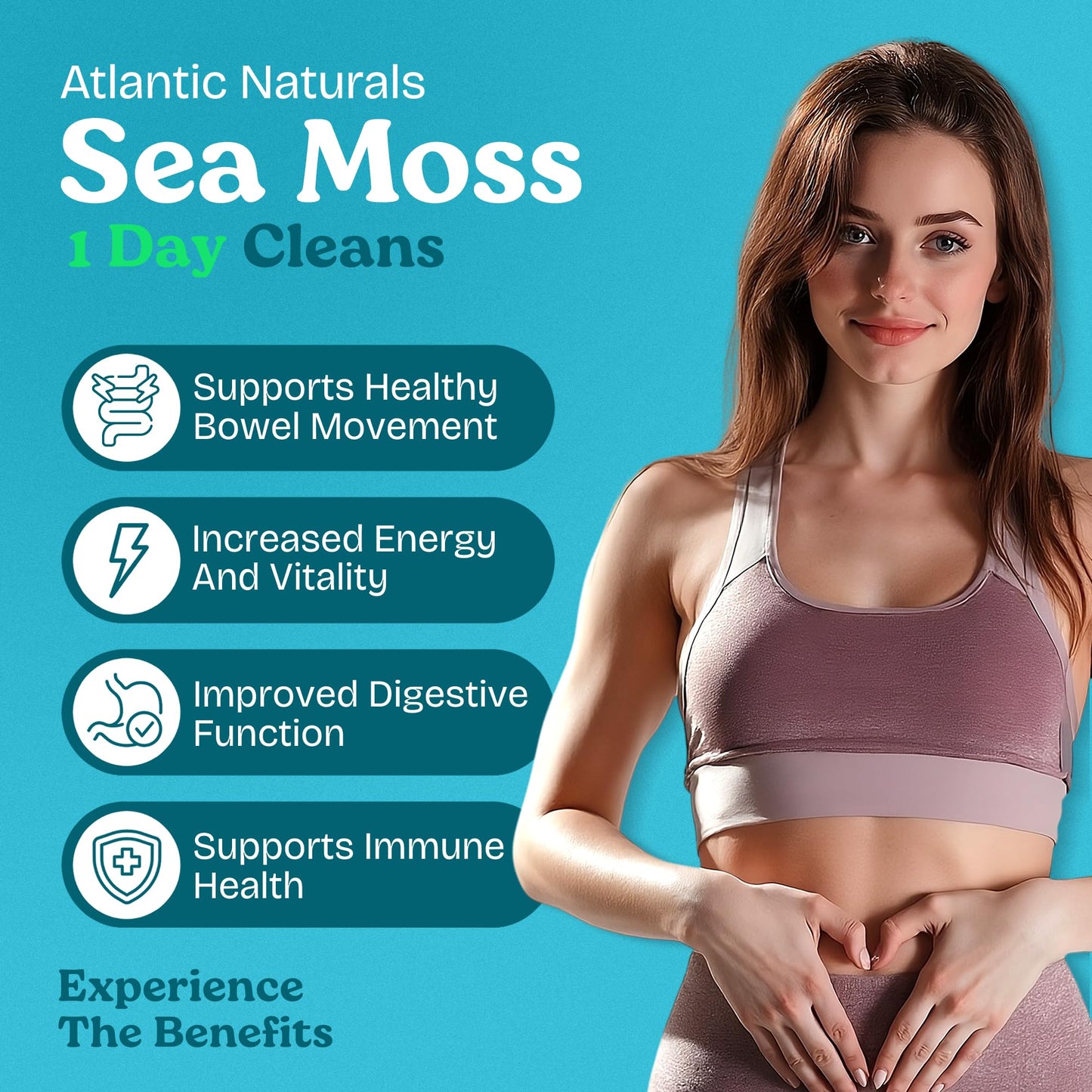 Atlantic Naturals - 1 Day Colon Cleanse Full Body Detox Drink - Sea Moss Supplement for Women & Men, Gut Health, Kidney & Liver Immune Energy Enhancer