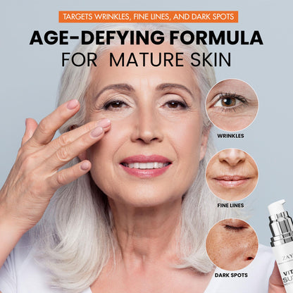 Super Vitamin C Face Serum for Mature Skin: Hydrating Brightening Formula - Vitamin C, Hyaluronic Acid, Vitamin E, Caffeine