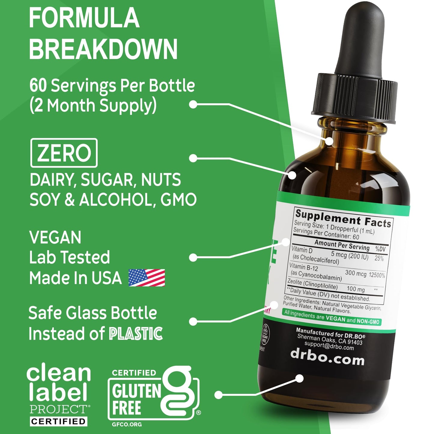 Zeolite Detox for Kids Liquid Drops - Advanced Clinoptilolite with Pure Vitamins B12 & D - Kids Gentle Body Daily Cleanse Focus & Speech Extra Clinoptilolite Zeolite