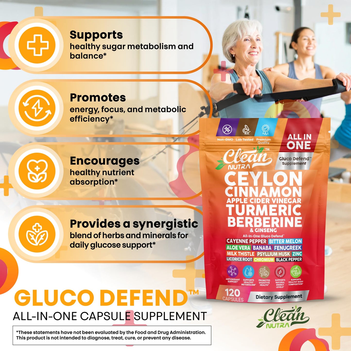 Ceylon Cinnamon Capsules + Apple Cider Vinegar Turmeric Supplement Ginseng Cayenne Pepper Bitter Melon Aloe Vera Fenugreek Milk Thistle Chromium