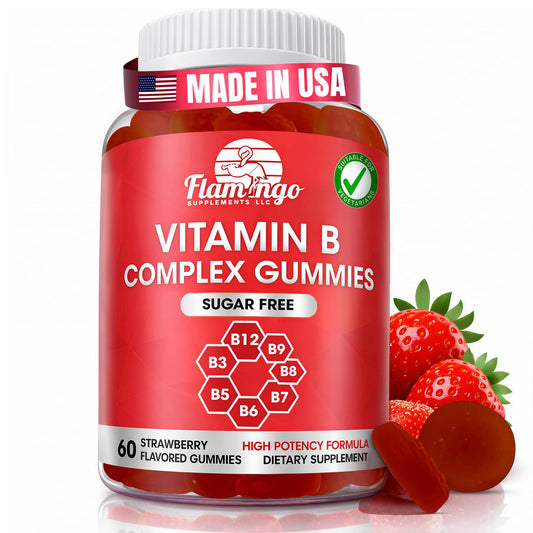 Sugar Free Vitamin B Complex Gummies - Vitamin B12, B7, B6, B3 (Niacin), B5, B8, B9 (Folate)- Third Party Tested- Prenatal, Vegan Diet, Older Adults