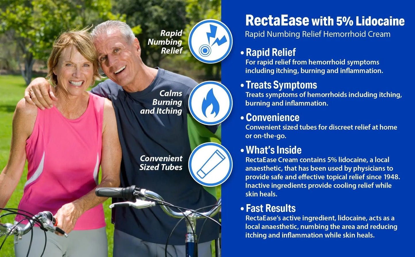 RectaEase 5% Lidocaine Hemorrhoid Topical Relief Cream, Rapid Numbing for Itching & Burning, Extra Strength Anorectal Treatment for Sensitive Areas, Advanced Formula for Fast Soothing Care, 1 oz Tube RectaEaseBuy Supplements Australia