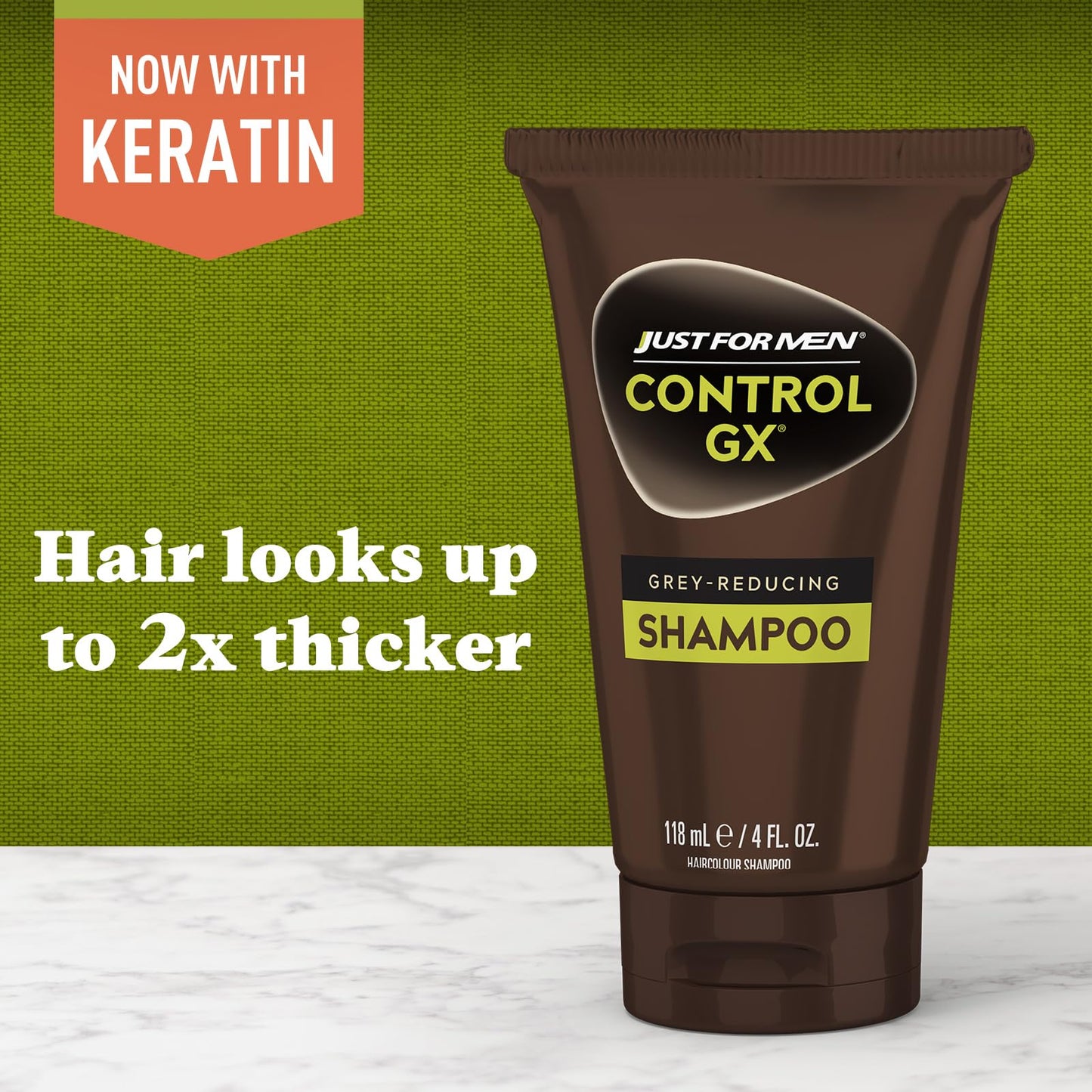 Just for Men Control GX Grey Reducing Shampoo, Gradual Hair Color with Keratin for Stronger Thicker and Healthier Looking Hair, 4 Fl Oz - Pack of 1