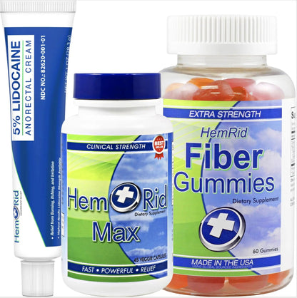 HemRid Complete Hemorrhoid Support System – Max Formula, Lidocaine Cream & Fiber Gummies for Immediate Relief & Long-Term Comfort HemRidBuy Supplements Australia