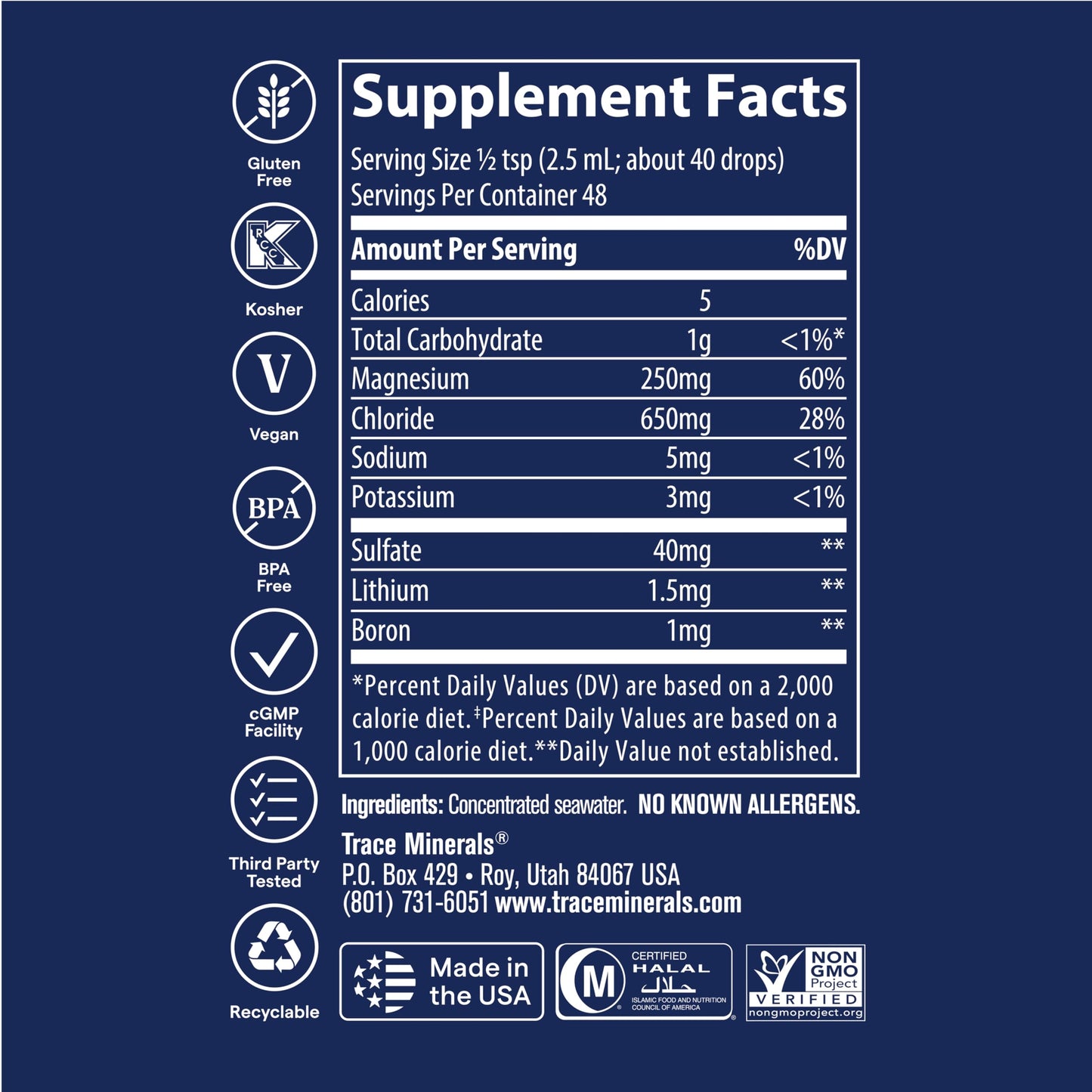 Trace Minerals ConcenTrace Trace Mineral Drops | Supports Energy, Digestion, Bone Health & Hydration, 70+ Ionic w/Magnesium, Chloride & Potassium