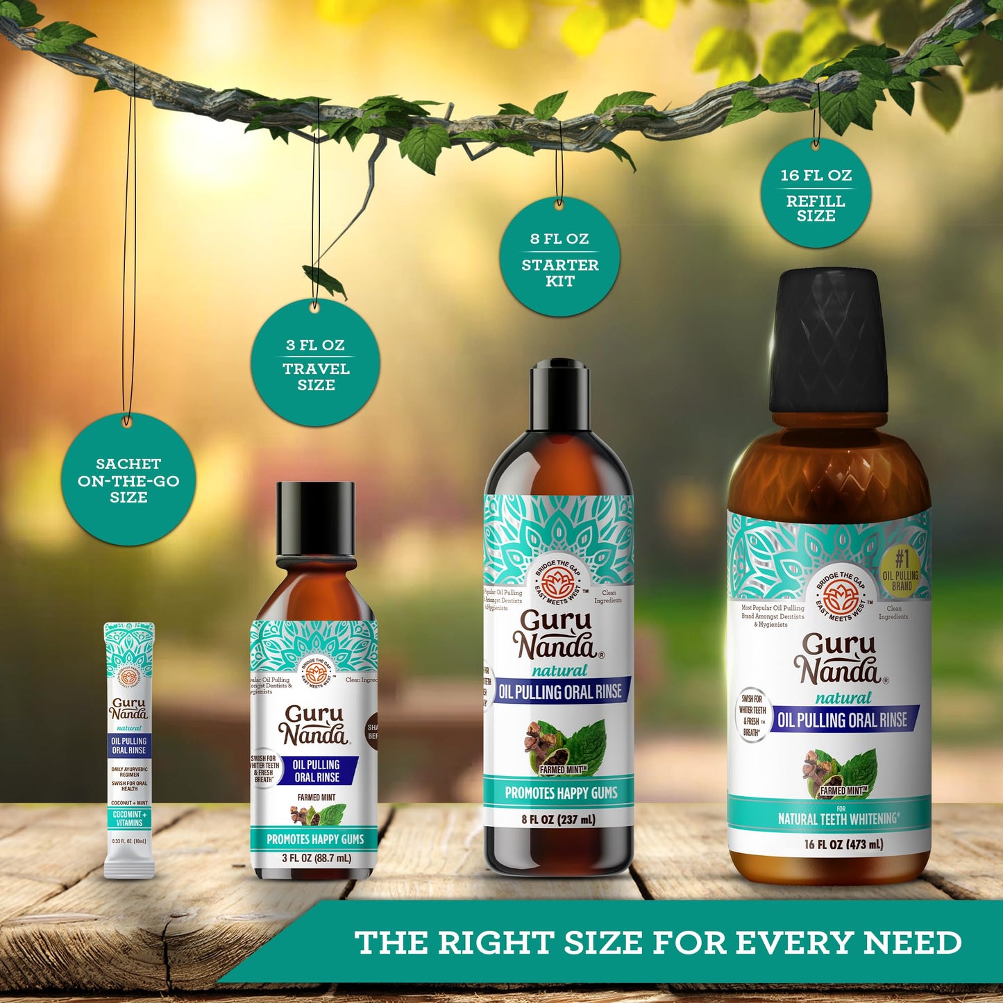 GuruNanda Farmed Mint Oil Pulling Mouthwash for Complete Oral Hygiene, 7 Essential Oils & Vitamins for Happy Teeth & Gums