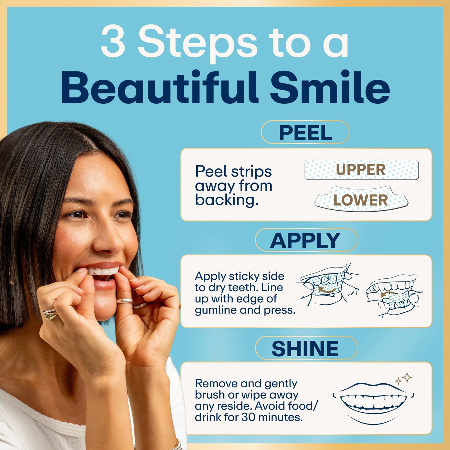 Lumineux Teeth Whitening Strips Kit - 9 Treatments (1 Month) - Peroxide Free - Enamel Safe for Whiter Teeth - Whitening Without The Sensitivity