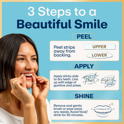 Lumineux Teeth Whitening Strips Kit - 9 Treatments (1 Month) - Peroxide Free - Enamel Safe for Whiter Teeth - Whitening Without The Sensitivity