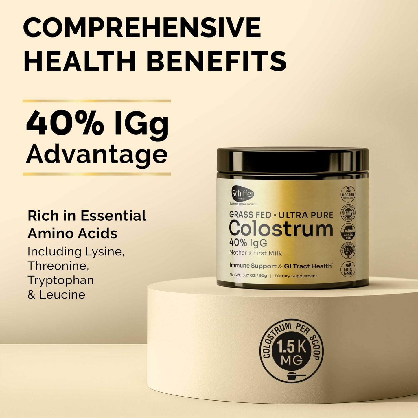 Premium Colostrum Supplement Highest IgG for Gut Health, Immune Support & Recovery Superfood, Anti-Age - Pure Grass-Fed Bovine Colostrum Powder