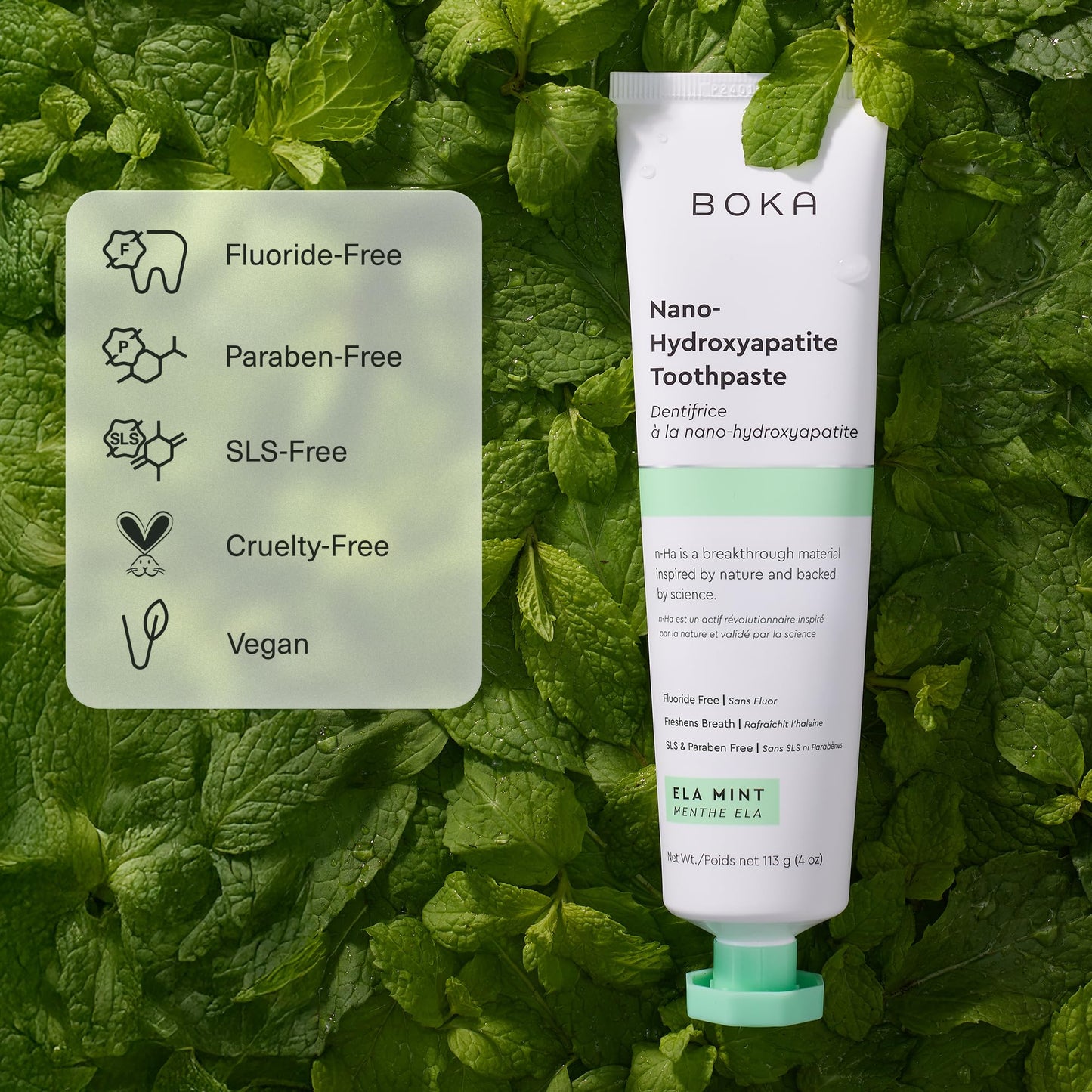 Boka Fluoride Free Toothpaste, Nano Hydroxyapatite Toothpaste, Appropriate for Sensitive Teeth - for Adult Oral Care
