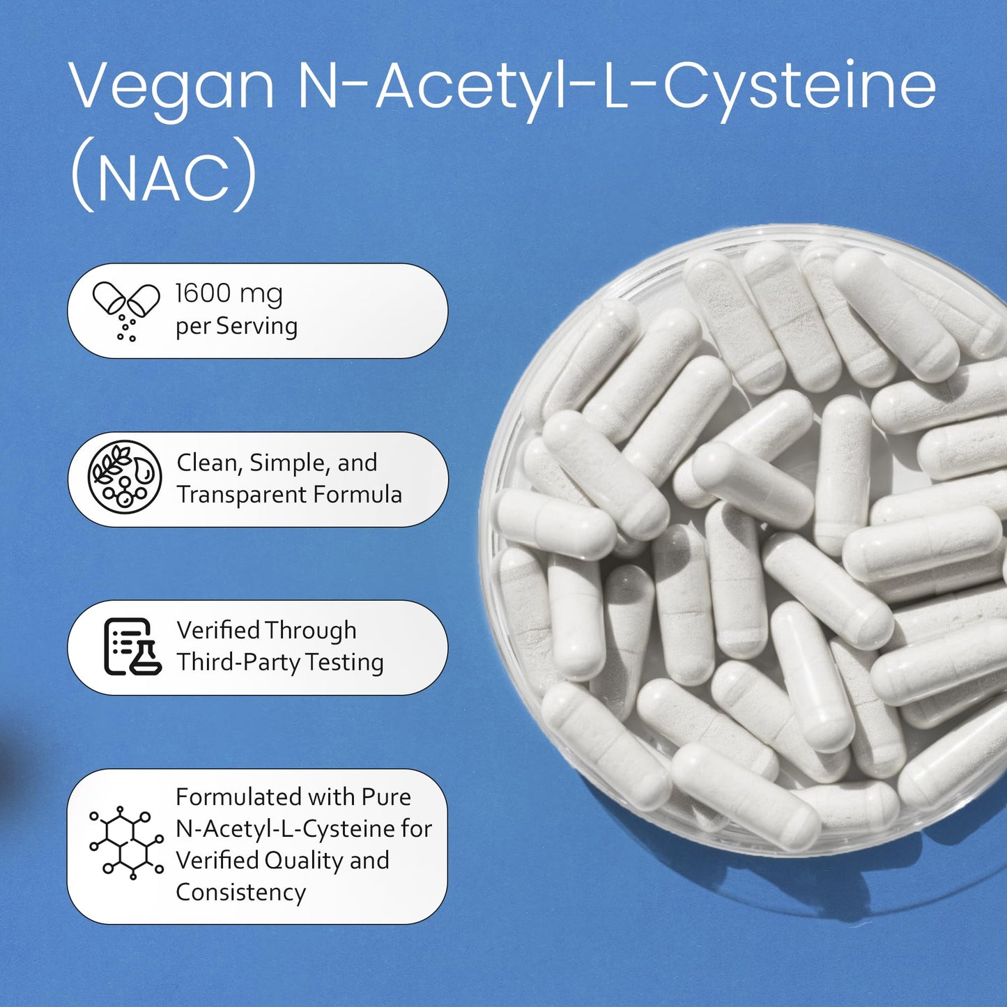 NaturaLife Labs N-Acetyl-L-Cysteine (NAC) 1600 mg – 100 Capsules, Non-GMO & Gluten-Free (2 Pack) (2)