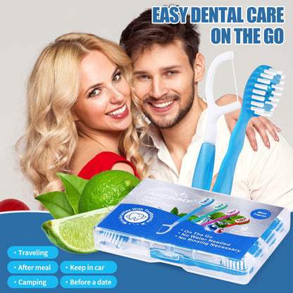 36 Pack Mini Disposable Toothbrushes – 5-in-1 Prepasted Travel Toothbrush with Toothpaste Floss & Pick for Hotel Camping Flight Car Guest Use
