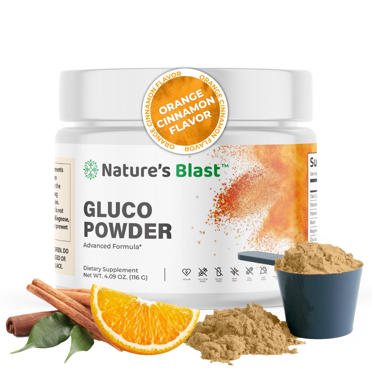 NATURES BLAST Gluco-Powder with White Mulberry Extract & Ceylon Cinnamon - Organic Metabolic Wellness Blend for Energy & Vitality, 1 Bottle