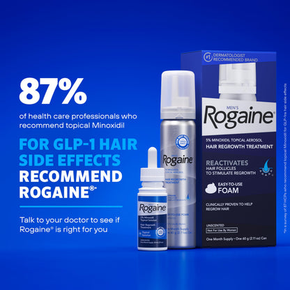 Men’s Rogaine 5% Minoxidil for Men Foam, Clinically Proven Regrowth for Thinning Hair, Topical Hair Loss Treatment, Unscented Topical Aerosol, Results in 8–16 Weeks