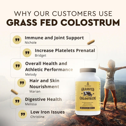 Ancestral Supplements Grass Fed Beef Colostrum Supplement, 3000 mg, Offers Immune Support and Promotes Gut Health, Athletic Performance, Healthy Iron Levels