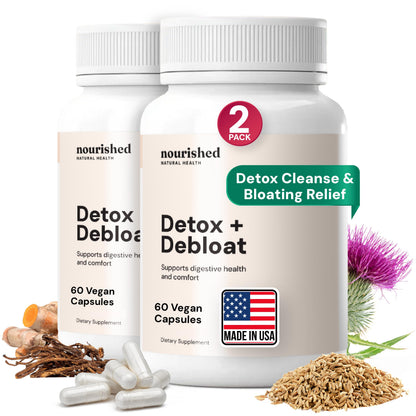 Nourished Natural Health Detox + Debloat - Detox Cleanse and Bloating Relief for Women - Liver and Digestive Support with Milk Thistle