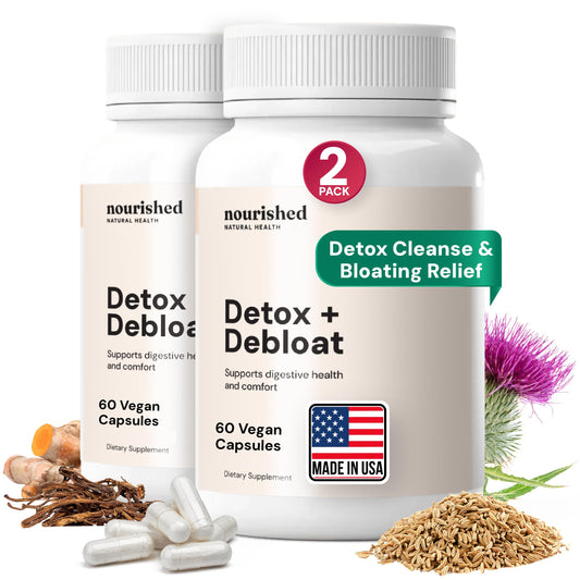 Nourished Natural Health Detox + Debloat - Detox Cleanse and Bloating Relief for Women - Liver and Digestive Support with Milk Thistle