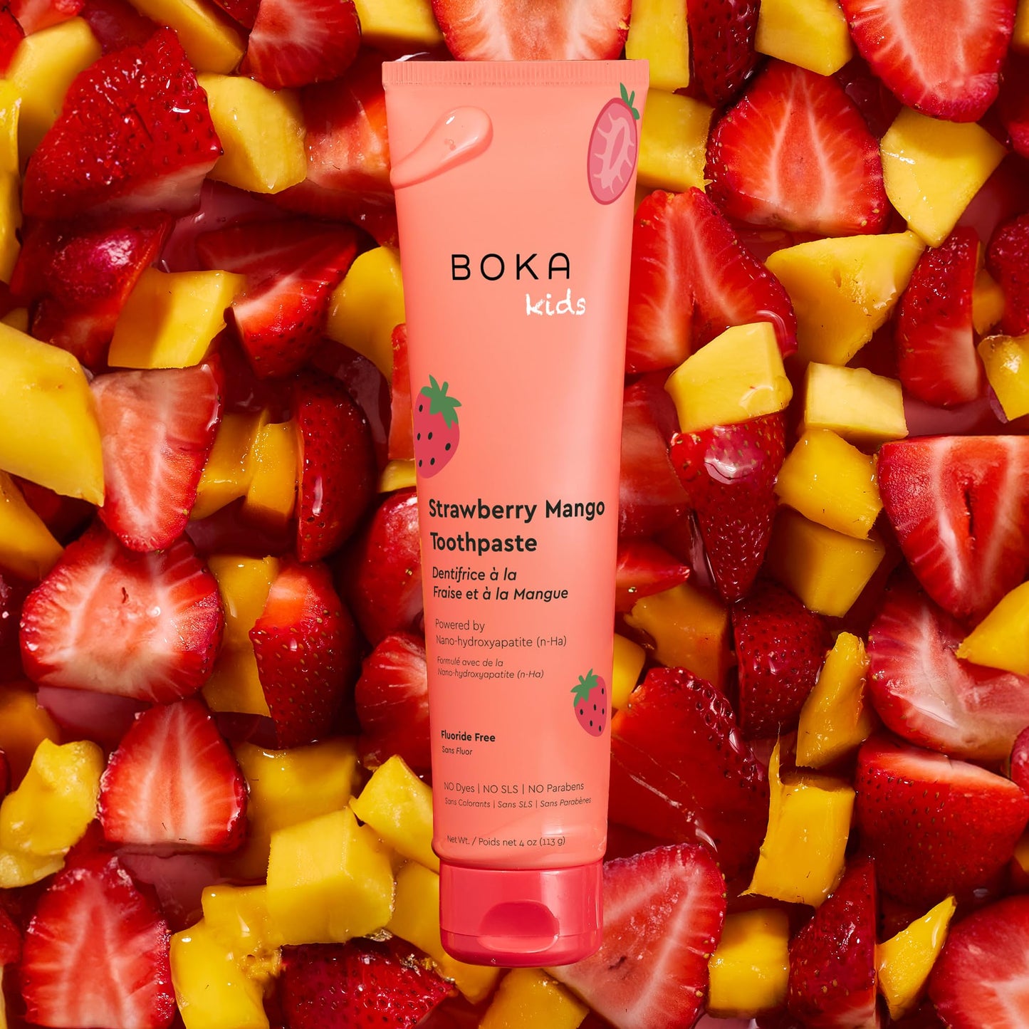 Boka Fluoride Free Toothpaste Nano Hydroxyapatite Toothpaste - Strawberry Mango Flavor, 4 oz 1Pk