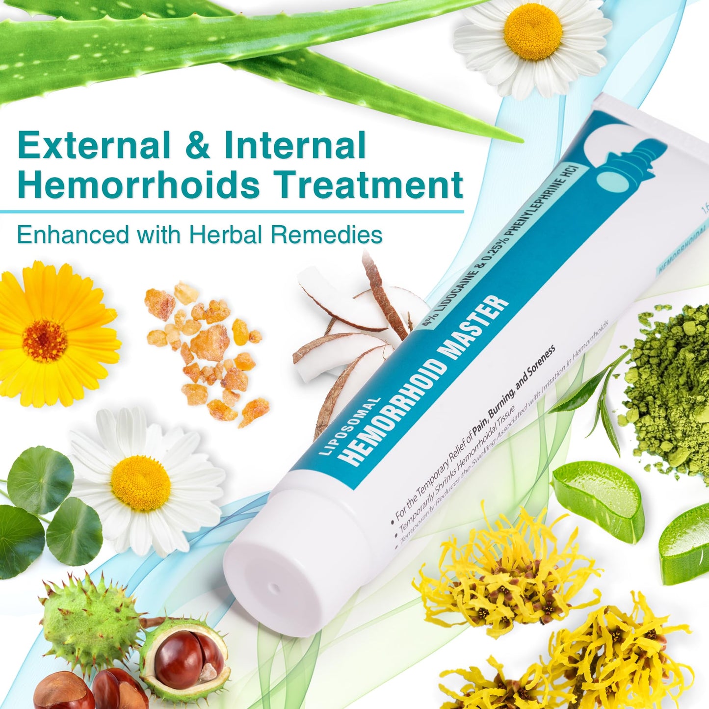 Ebanel 4% Lidocaine Hemorrhoid Treatment Ointment with Phenylephrine, Witch Hazel, Vitamin B6, Zinc Oxide, Frankincense, External and Internal Hemorrhoids Treatment Burn Itch Pain Relief Anal Cream