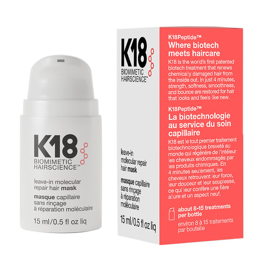 K18 Leave-In Molecular Repair Hair Mask - Peptide Hair Treatment Mask for Bleach, Color, Chemical + Heat Damaged Strands - Immediate