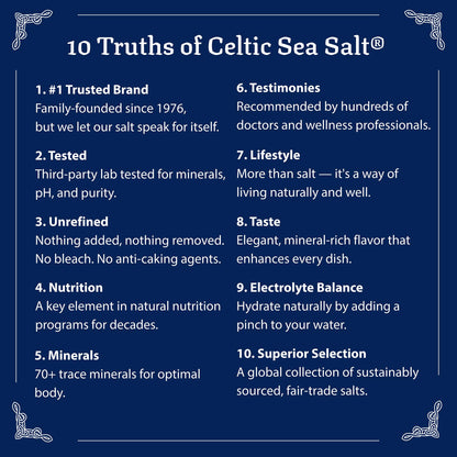 Celtic Sea Salt Fine Ground – Unrefined Mineral Salt, Sustainably Harvested, GMP Certified, Lab Tested – Baking, Cooking, Hydration,