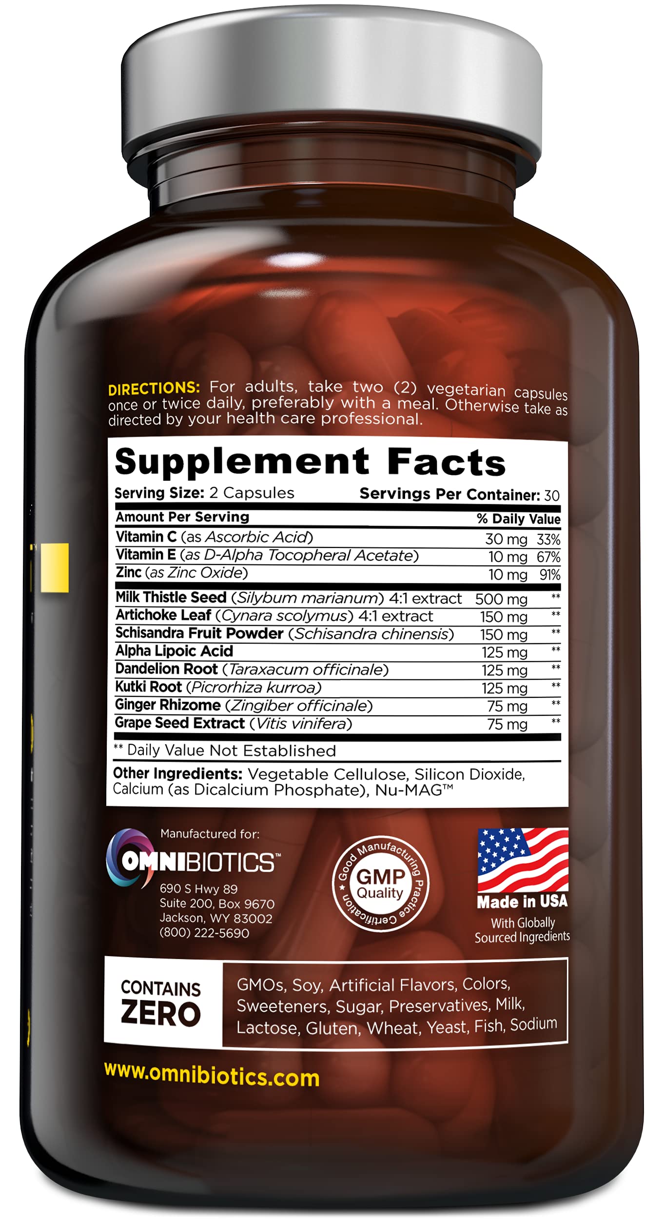 OmniBiotics Liver Cleanse Detox & Repair Supplement – Milk Thistle, Dandelion Root, Alpha Lipoic Acid, Artichoke Extract,