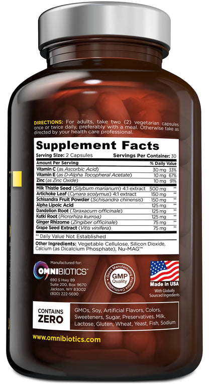OmniBiotics Liver Cleanse Detox & Repair Supplement – Milk Thistle, Dandelion Root, Alpha Lipoic Acid, Artichoke Extract,