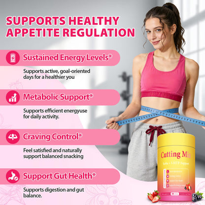 BOSNETHUINH Cutting Drink Mix – Chromium, 5-HTP, Yerba Mate, FOS & Magnesium | Supports Satiety Signaling, Energy & Gut Health