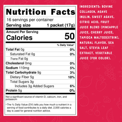 Bare Bones Fruit Punch Fruit Collagen Peptides Powder Drink Mix Packets | 5g Protein | Naturally Sweetened | Light & Flavorful | Gluten-Free On-the-Go Stick