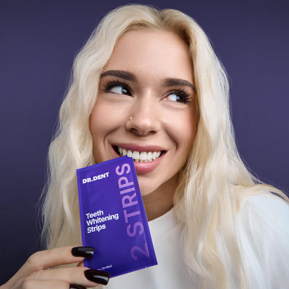 DRDENT Purple Teeth Whitening Strips 21 Treatments - Safe for Enamel - Non Sensitive Teeth Whitening