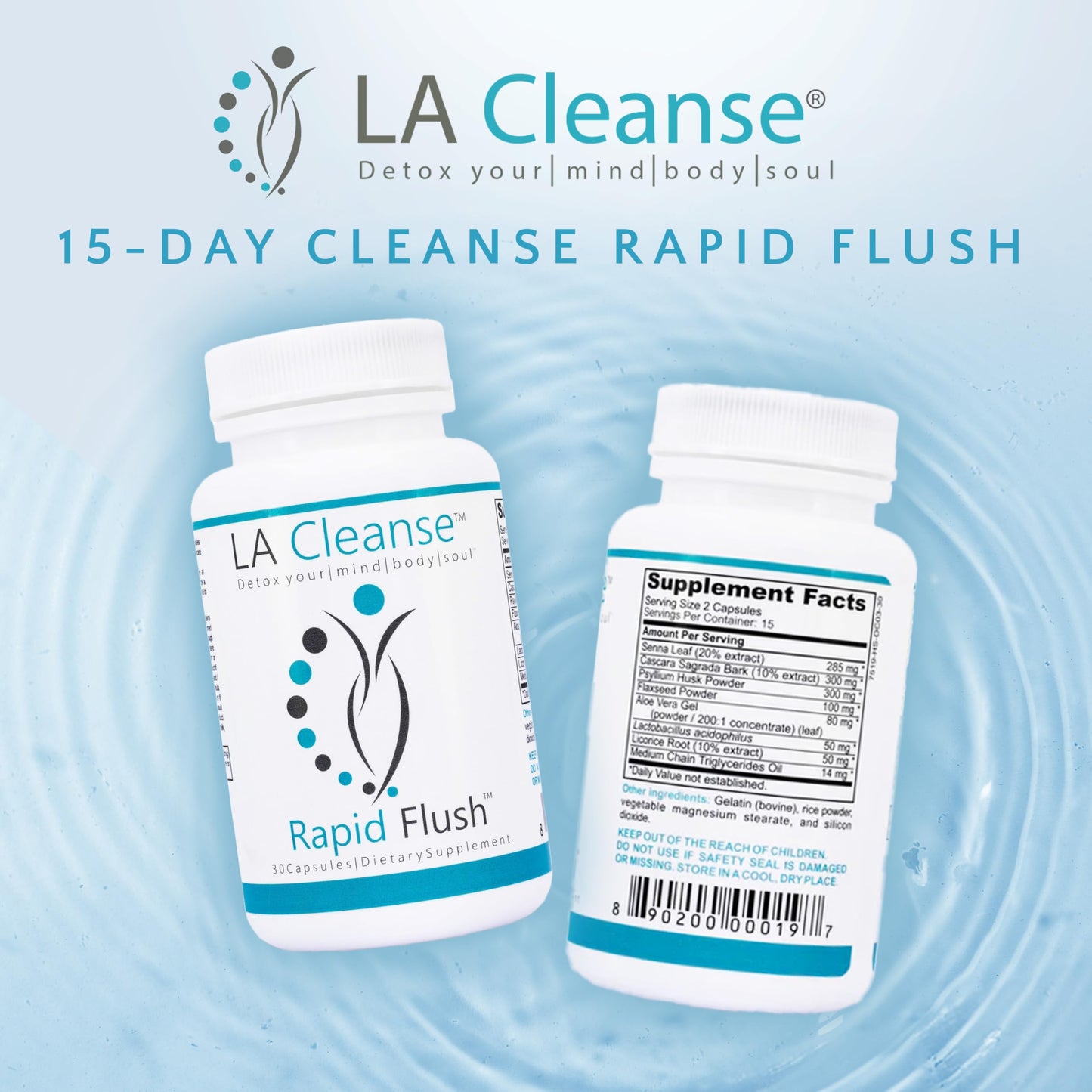 15 Day Cleanse and Detox - Rapid Flush 15 Day Gut Cleanse for Detox, Colon Cleanse, Gut Support - Enhance Digestion with Cascara Sagrada,