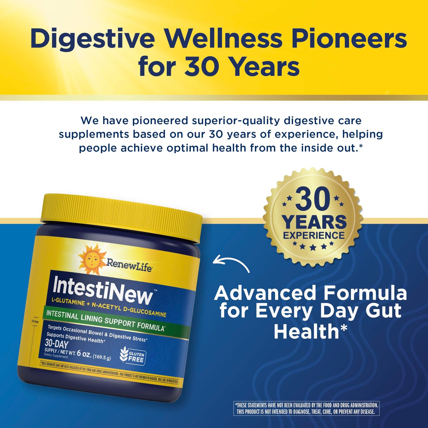 Renew Life IntestiNew Intestinal Lining Support Formula, Powder Supplement Supports Digestive Health, L-Glutamine